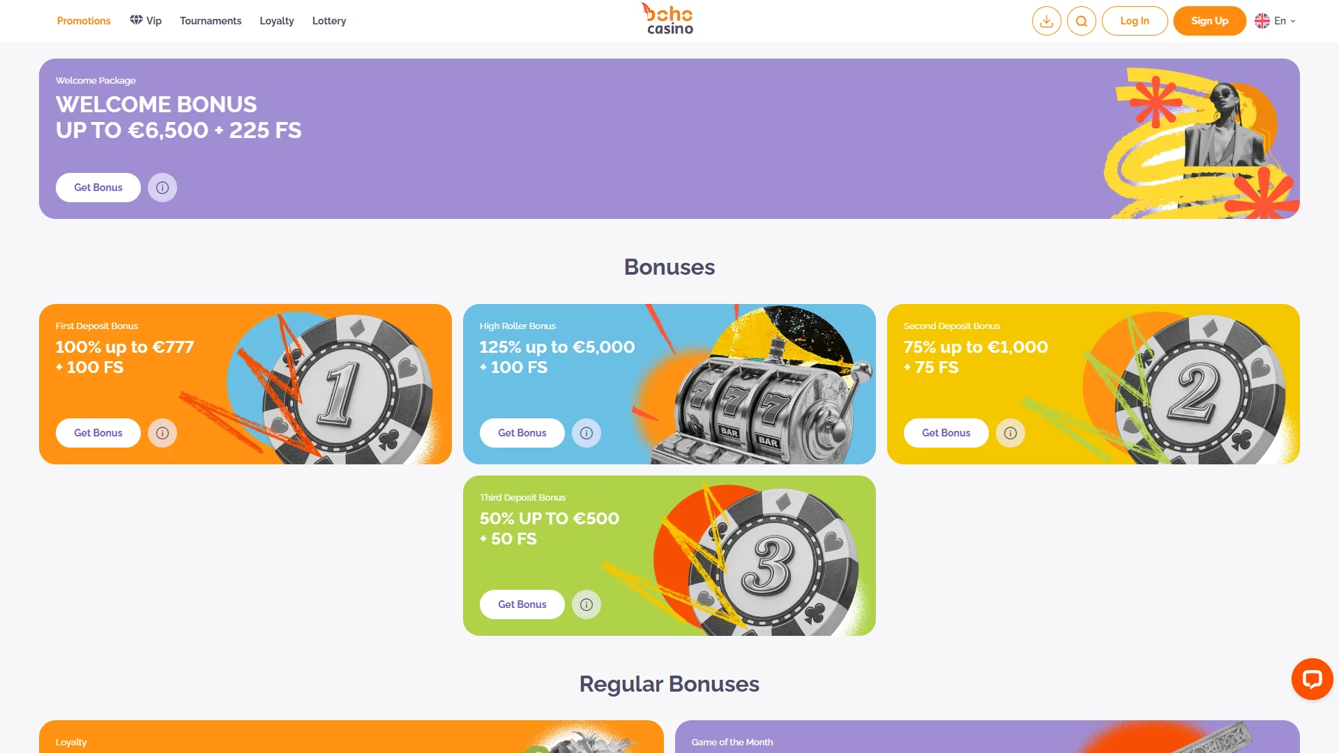 Boho casino bonus skaermbillede